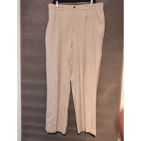 Tommy Bahama 100% Silk Relax Chino Pants Beige Pleated 36/30 Classic Casual 1994 - Picture 1 of 7
